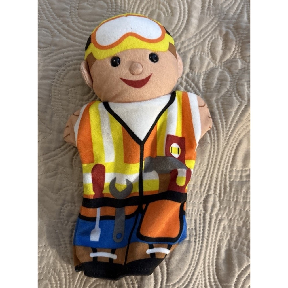 Melissa & Doug Jolly Jobs Construction Worker Hand Glove Puppet Soft Cuddly 10"